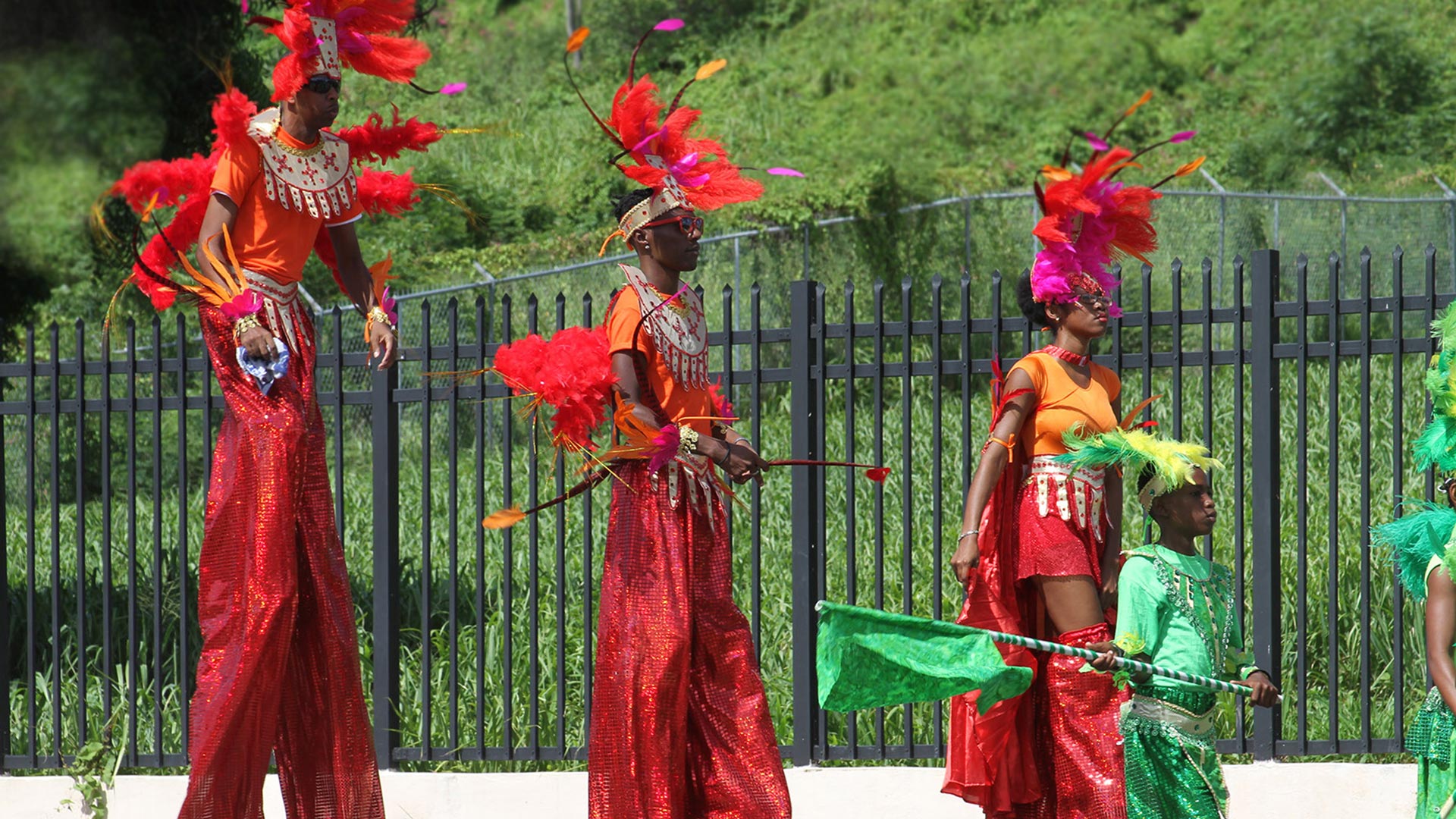 Antigua Carnival revellers on stilts