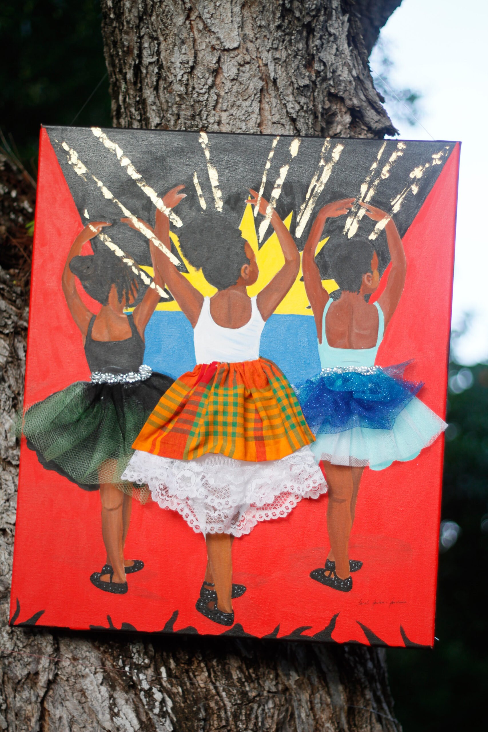 Antigua and Barbuda Art Week featured artist Carol Gordon-Goodwin’s painting of young dancers in Antigua and Barbuda