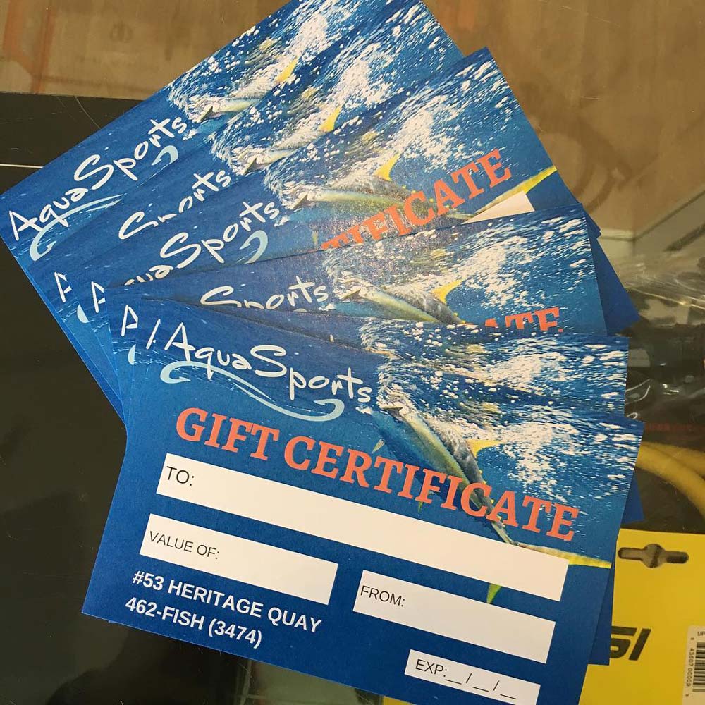 AquaSports gift certificates