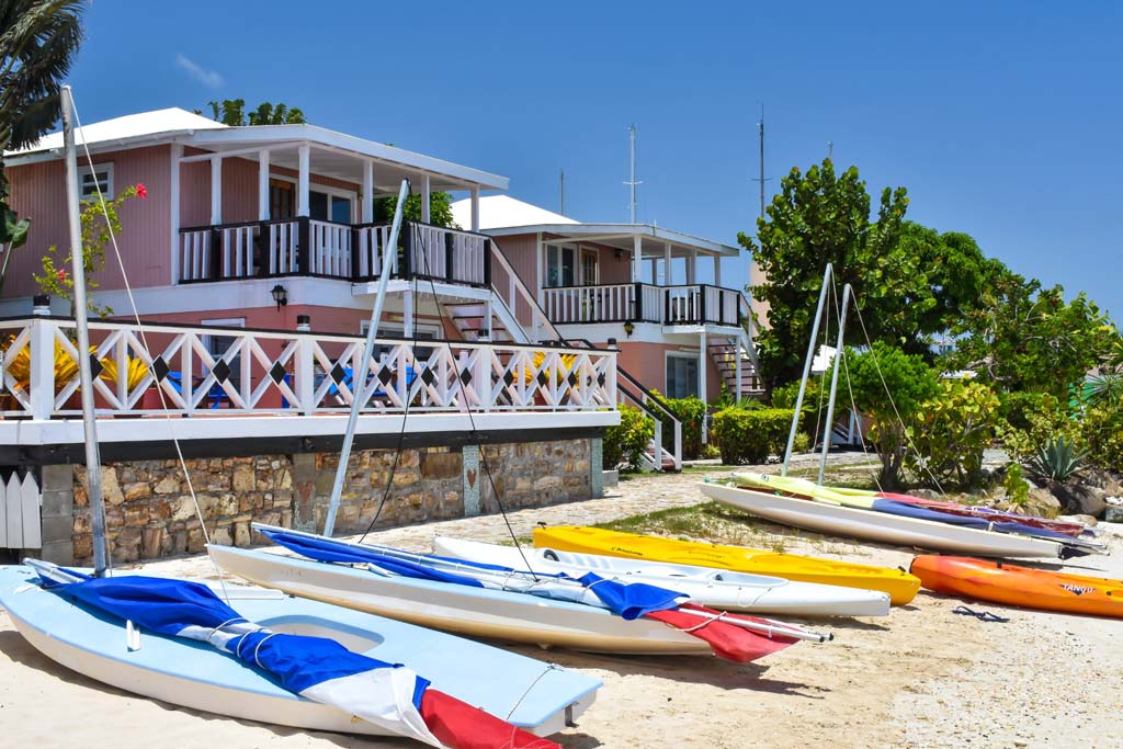 Catamaran Hotel exterior with mini sailboats