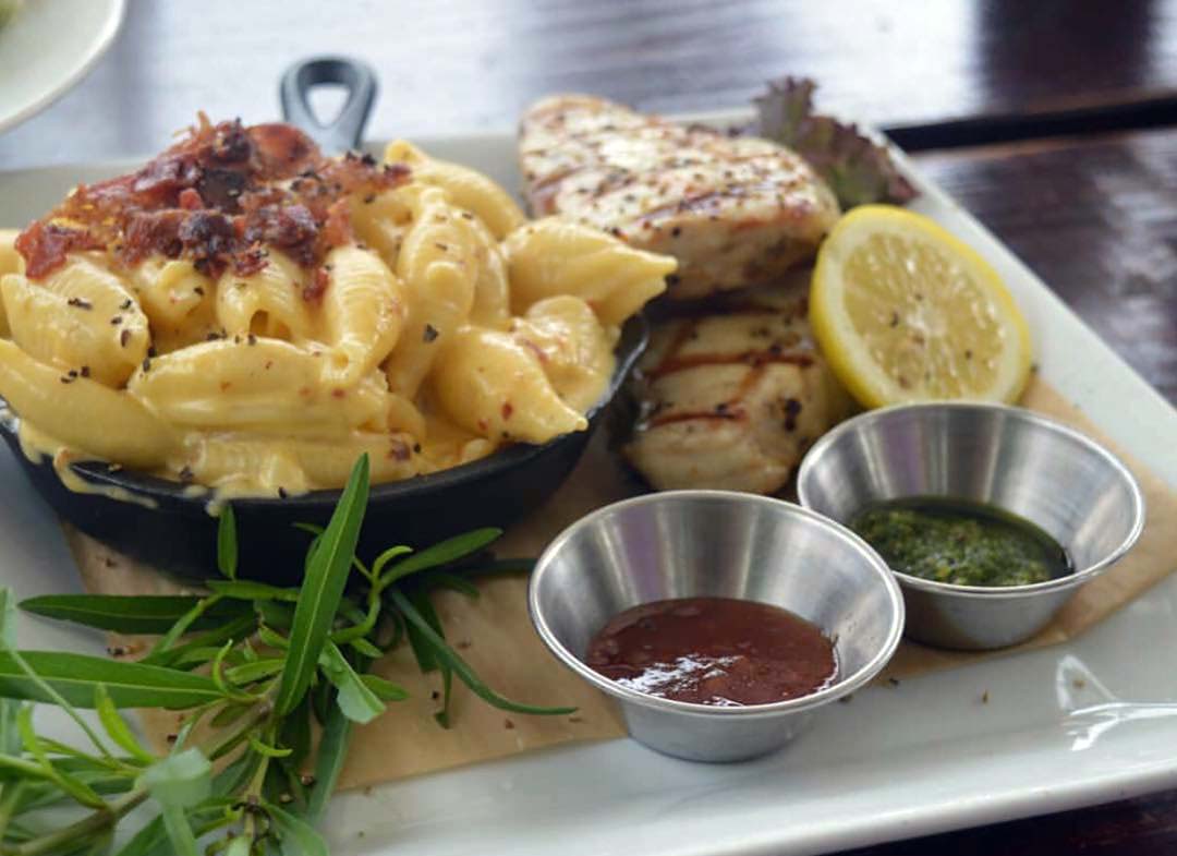 Garden Grill bacon mac n cheese with fresh catch