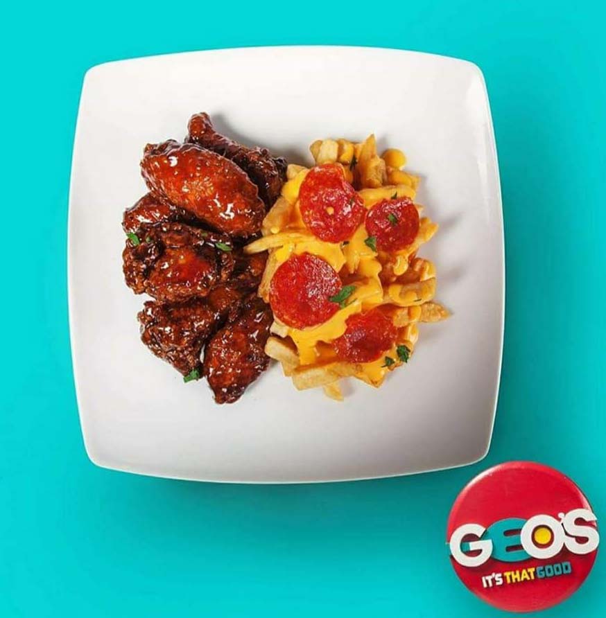 Geo's wings and pepperoni fries