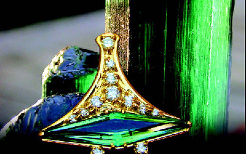 Goldsmitty blue green and diamonds