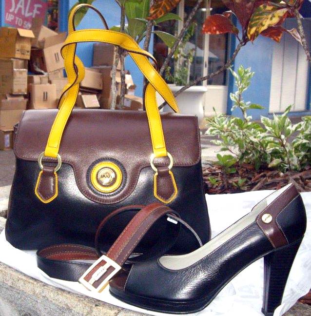 Land Leather yellow strap bag and shoe