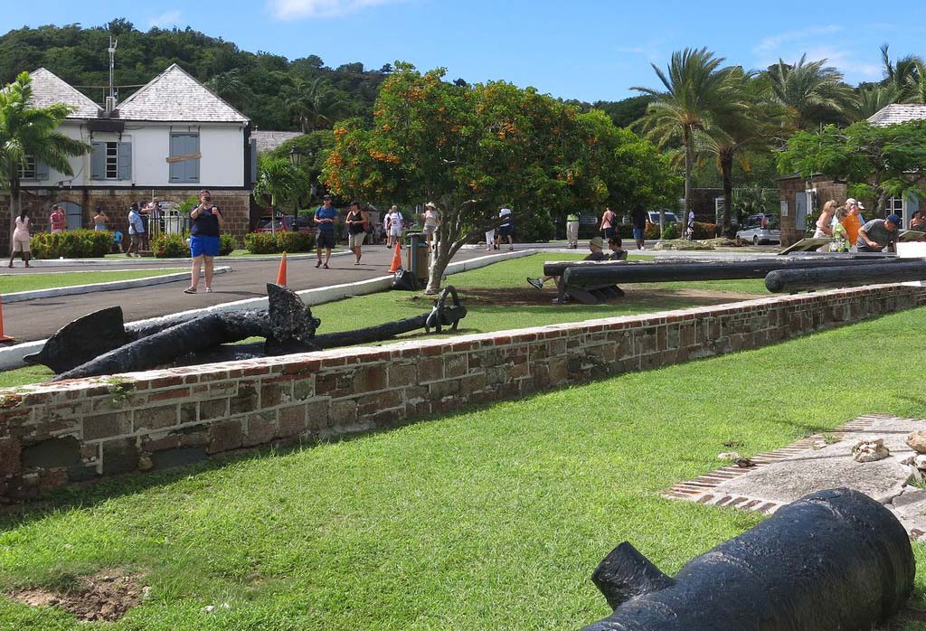 Nelson's Dockyard cannons and tourists