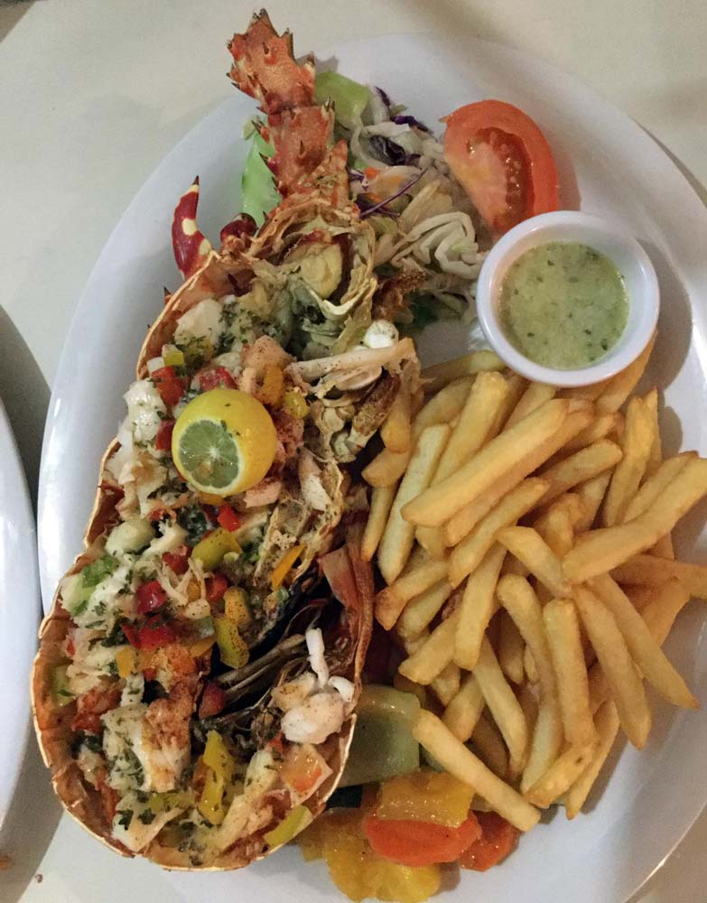 OJ's grilled lobster with fries