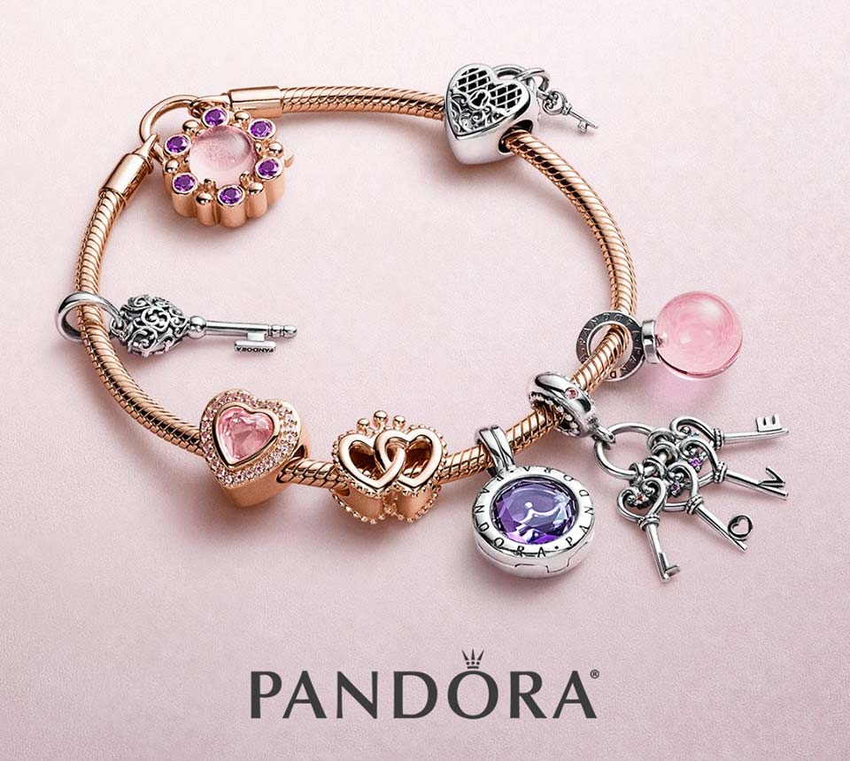 Sterlings Pandora rose gold charm bracelet