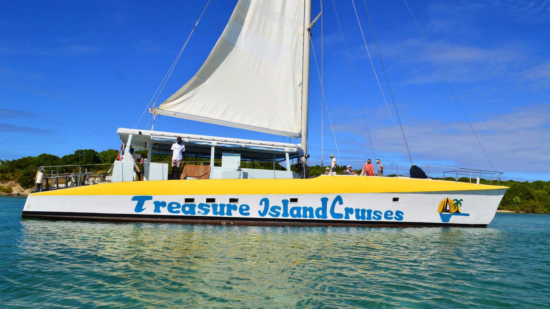 Treasure Island Cruises cat from side