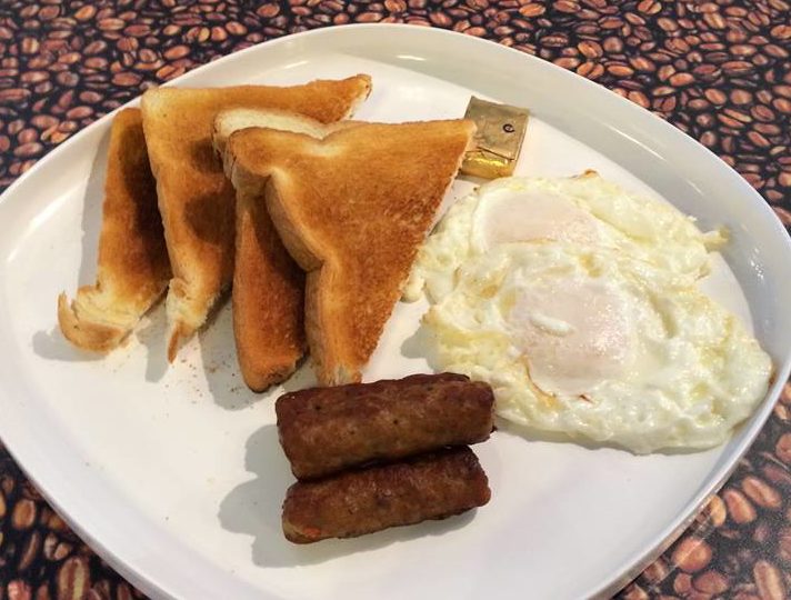 Cafe Bella eggs, sausage and toast
